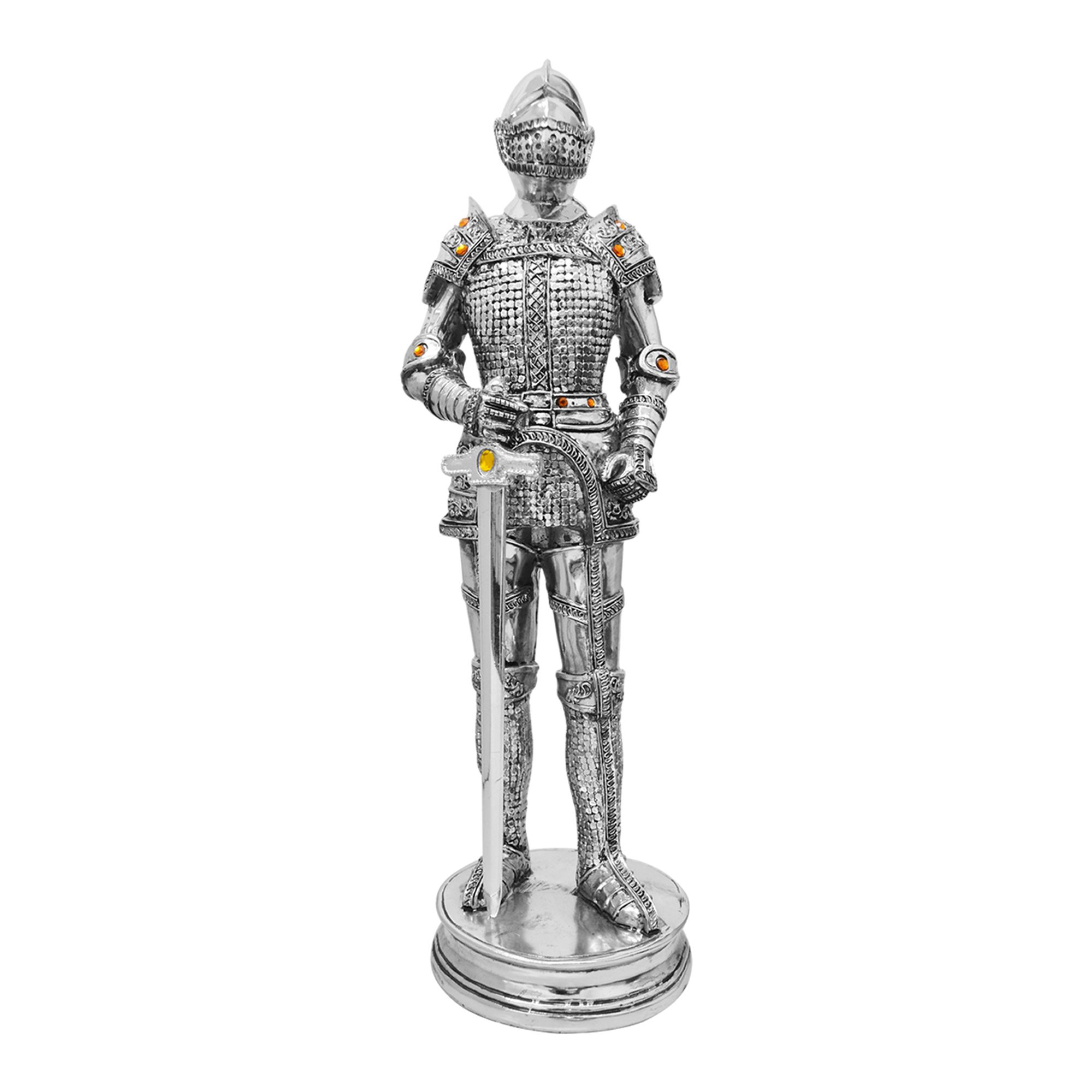 Cavaleiro Medieval com Espada Prateado 35 Cm - Rei da Cutelaria