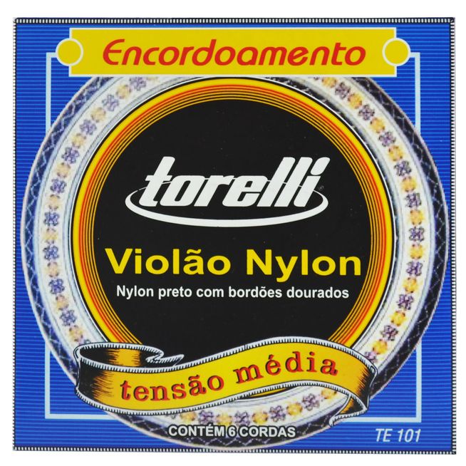 Encordoamento-Nylon-Preto-para-Violao-com-Bordoes-Dourados---Torelli