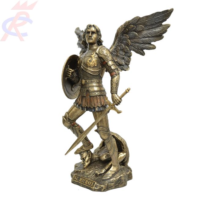 Estatua-em-Resina-Sao-Miguel-com-Espada-e-Escudo-23-cm