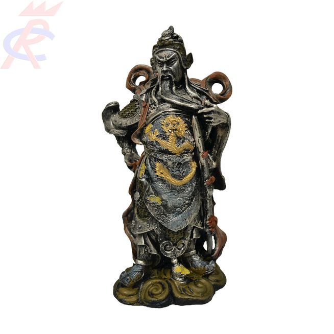 Estatueta-Guerreiro-Chines-5-Dragoes-em-Resina-25-cm