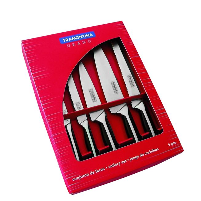 Jogo-Facas-Inox-Urano-5-Pecas---Tramontina Jogo-Facas-Inox-Urano-5-Pecas---Tramontina