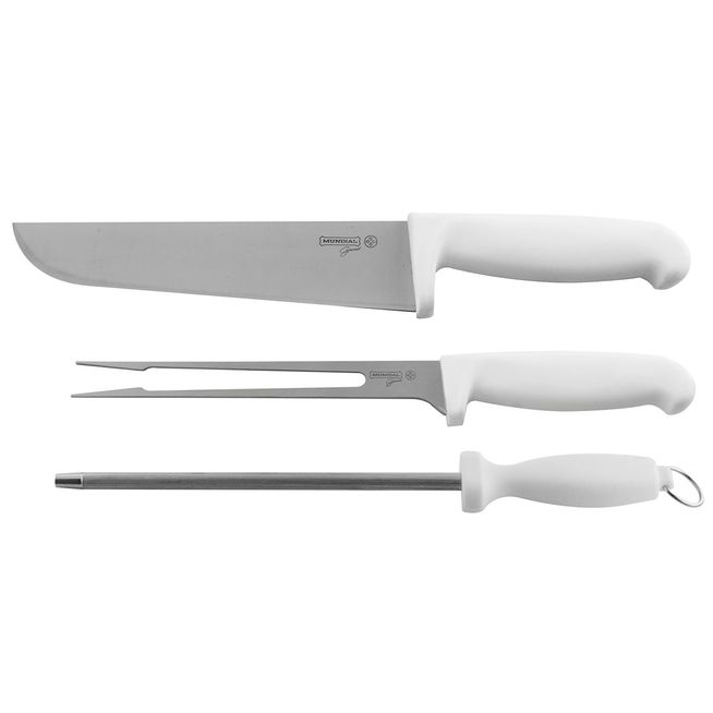 Jogo-Inox-para-Churrasco-com-Cabo-Branco-3-Pecas---Mundial Jogo-Inox-para-Churrasco-com-Cabo-Branco-3-Pecas---Mundial